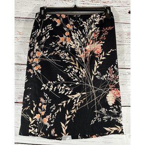 Talbots Skirt Womens Size 6 Black Floral Lined Formal Autumn Fall Dressy